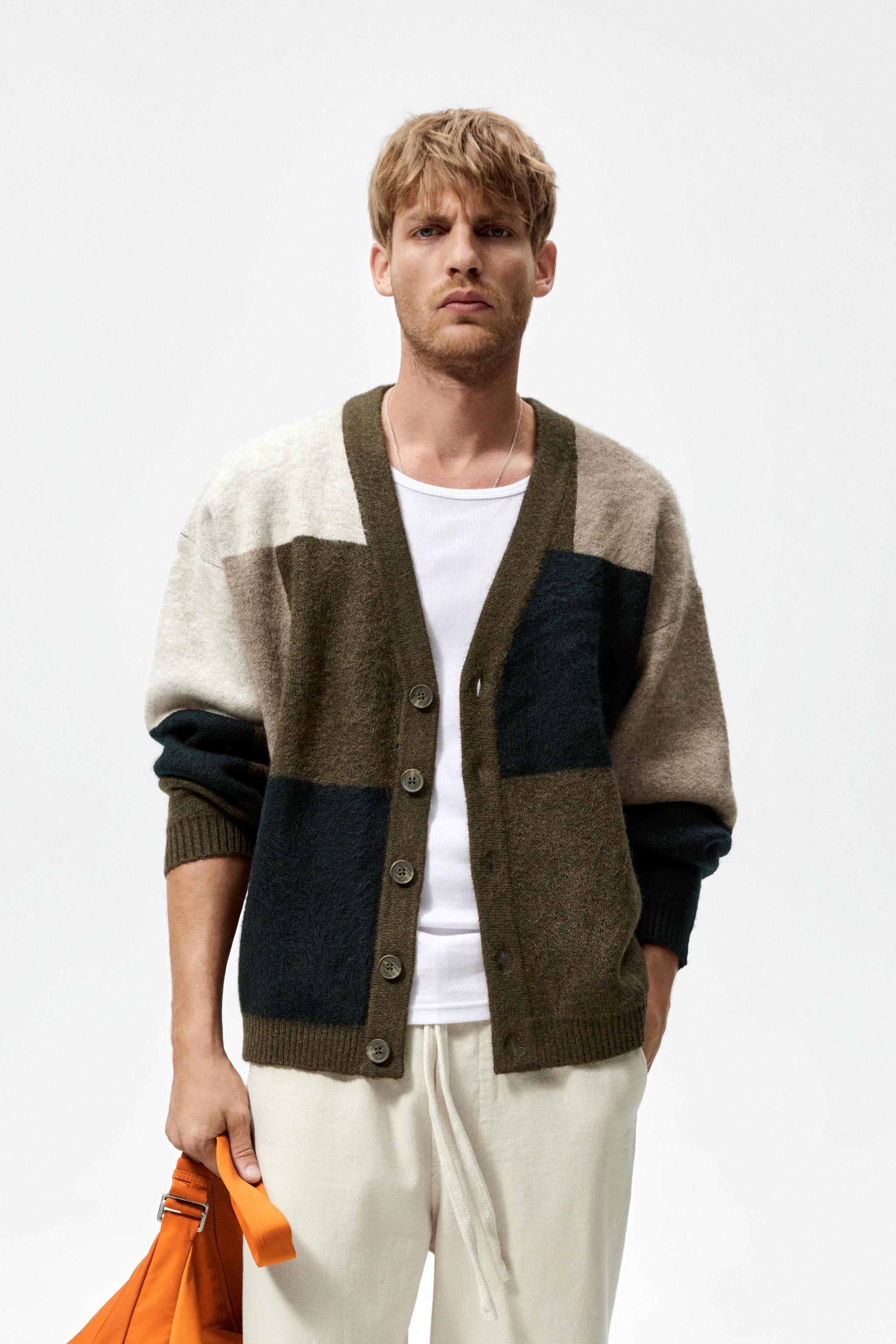 Zara color block cardigan sales